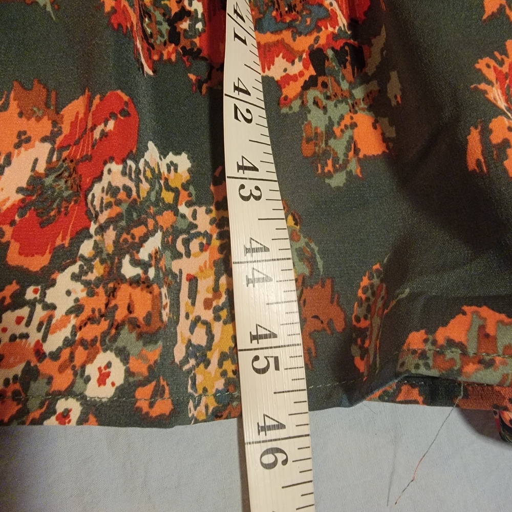 Umgee Floral Dress, Long Sleeve Maxi, Green And Orange Small - Picture 7 of 9